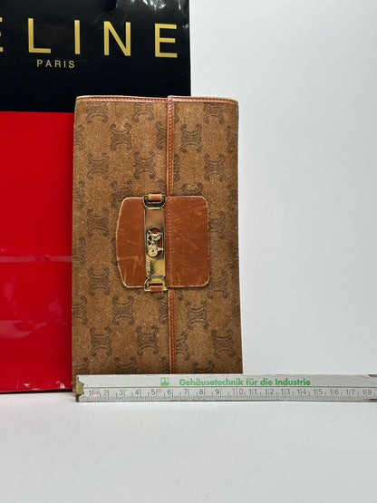 Vintage Celine Paris Suede Leather Monogram wallet brown
