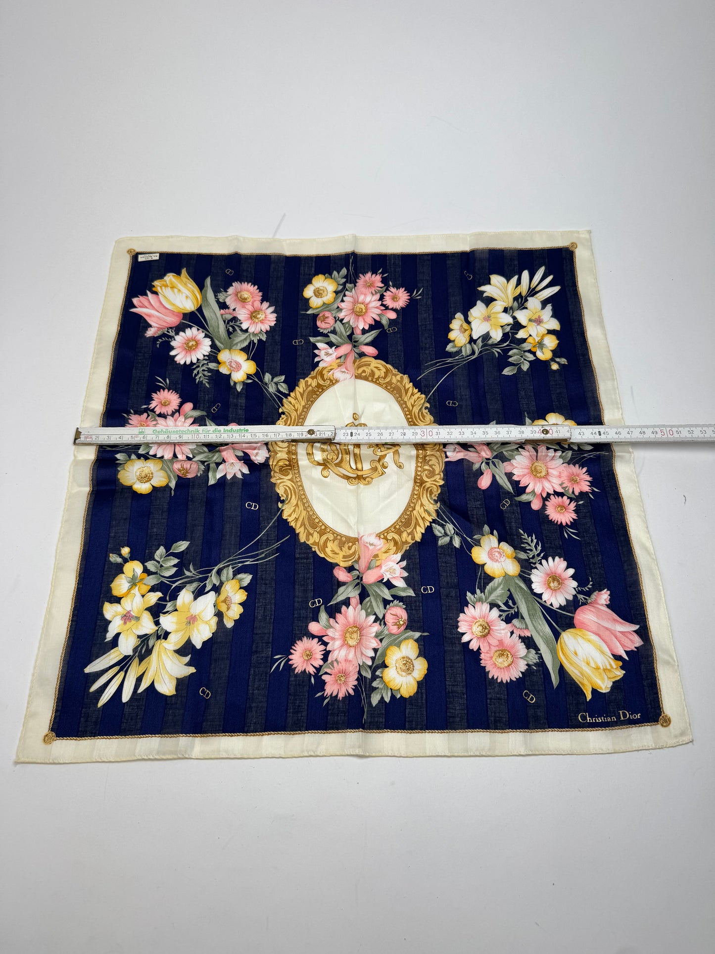 Vintage Dior Scarf Floral Navy