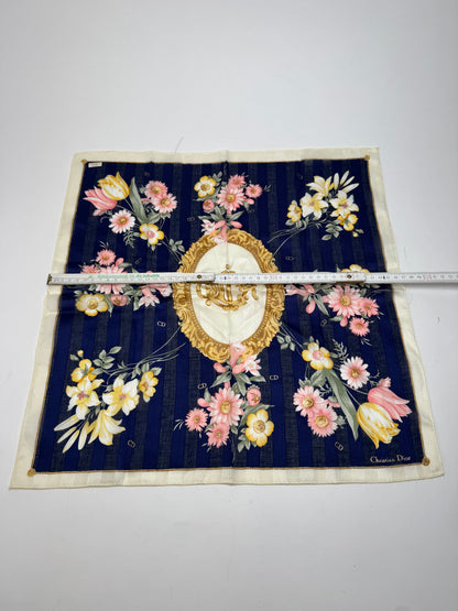 Vintage Dior Scarf Floral Navy