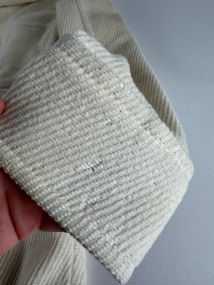 Vintage Burberry Wool Fur Coat Beige White M