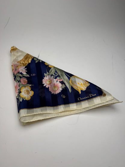 Vintage Dior Scarf Floral Navy