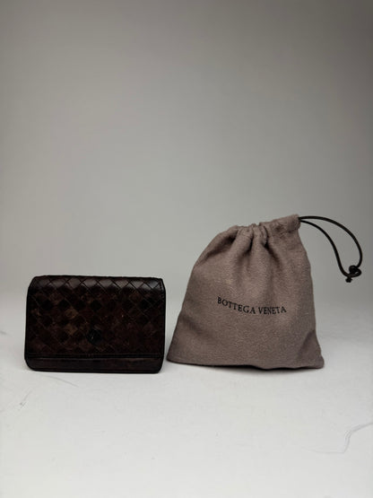 Vintage Bottega Veneta Intrecciato Leather Card Holder Brown