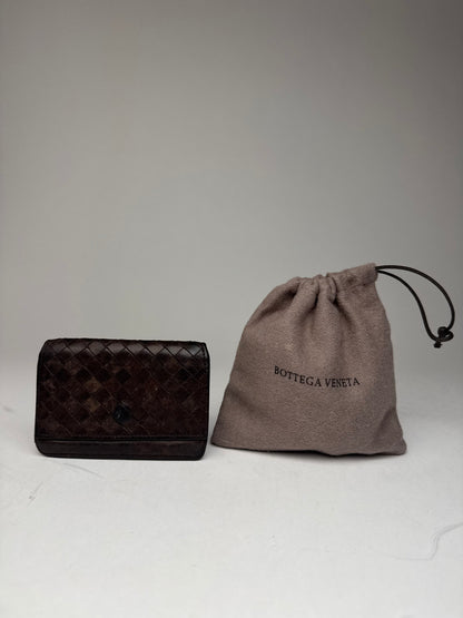 Vintage Bottega Veneta Intrecciato Leather Card Holder Brown