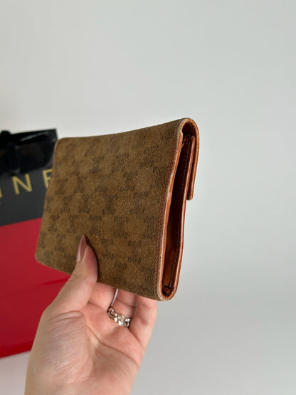 Vintage Celine Paris Suede Leather Monogram wallet brown