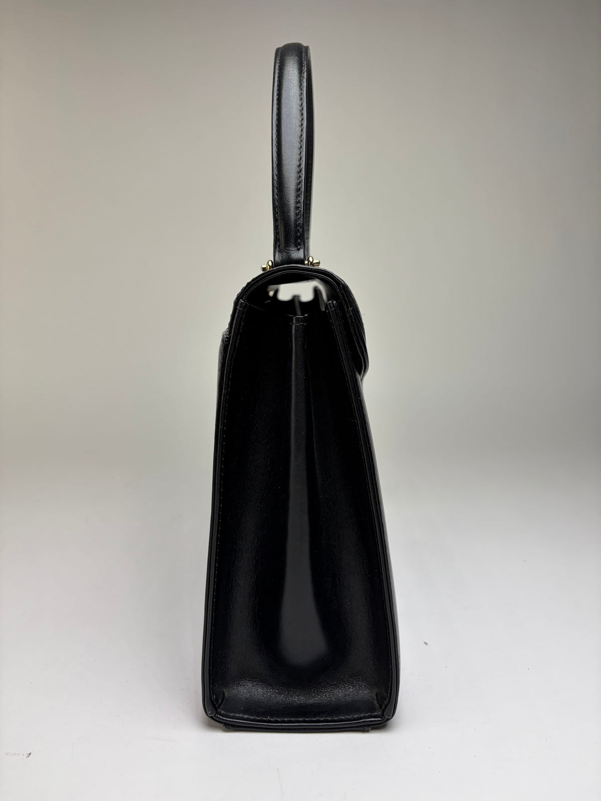 Vintage Givenchy Structured Leather Top-Handle Bag Late 1970s Black