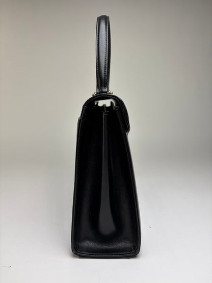 Vintage Givenchy Structured Leather Top-Handle Bag Late 1970s Black