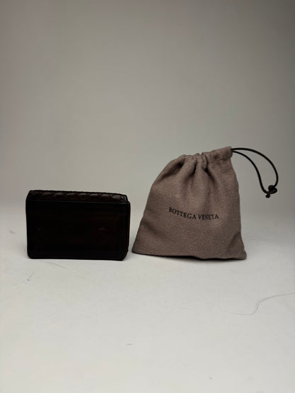 Vintage Bottega Veneta Intrecciato Leather Card Holder Brown