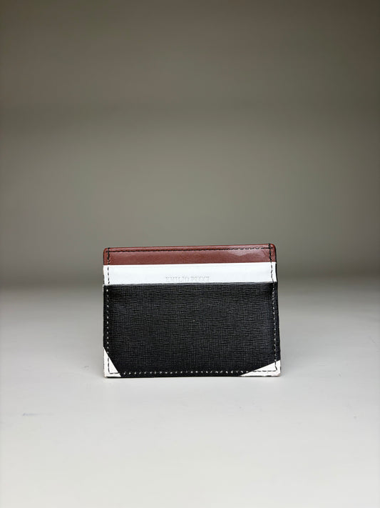 Vintage Pucci Leather Card Holder Brown White Black Silver