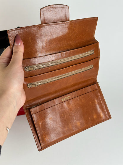 Vintage Celine Paris Suede Leather Monogram wallet brown