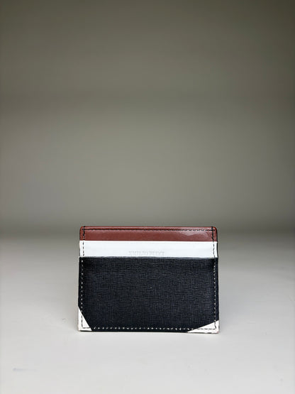 Vintage Pucci Leather Card Holder Brown White Black Silver