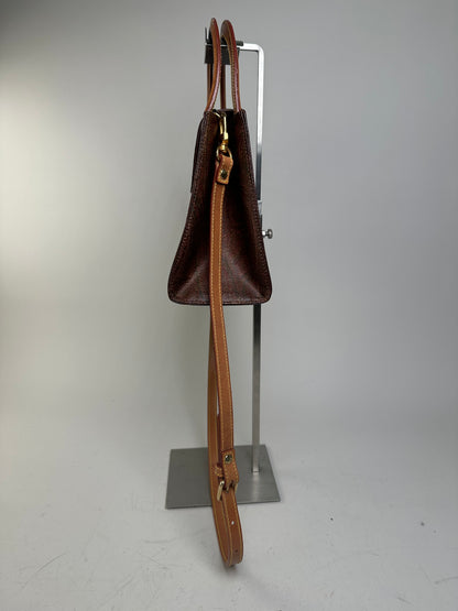 Vintage Etro Paisley Print Leather Handbag Burgundy Brown