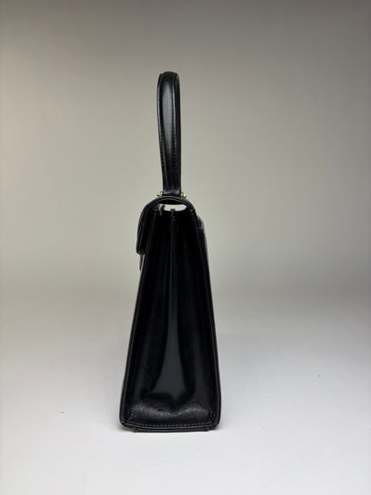 Vintage Givenchy Structured Leather Top-Handle Bag Late 1970s Black