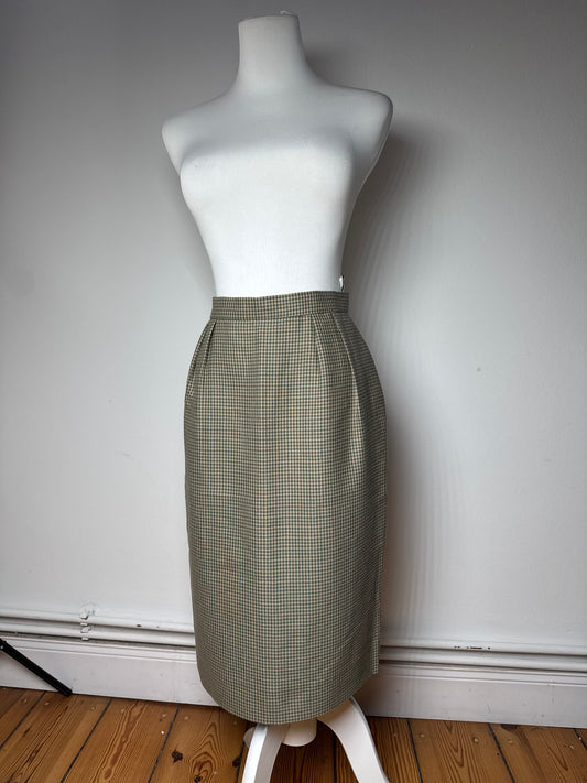 Vintage Dior Wool Skirt Green Brown Beige M
