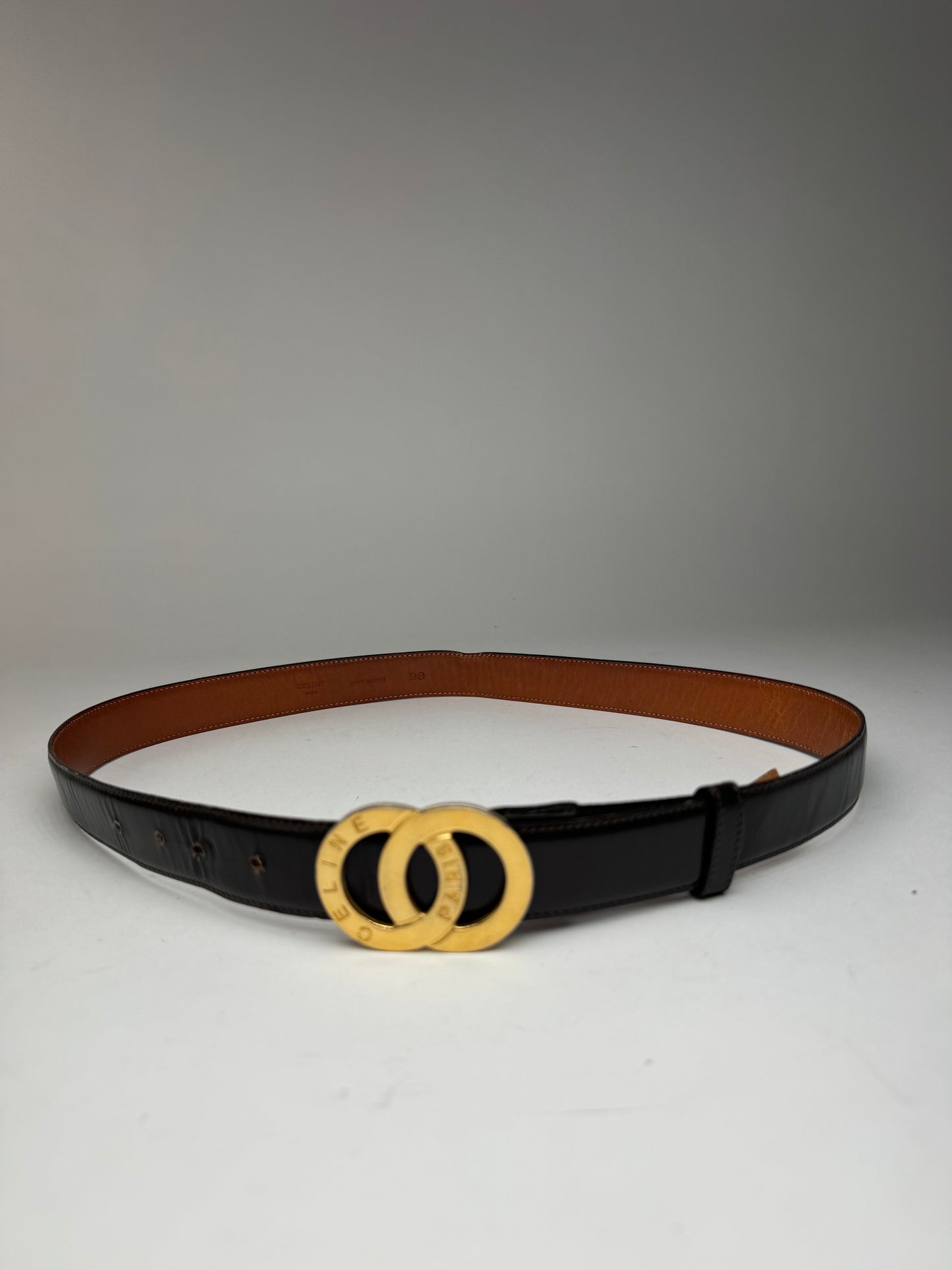 Vintage Celine Leather belt black brown