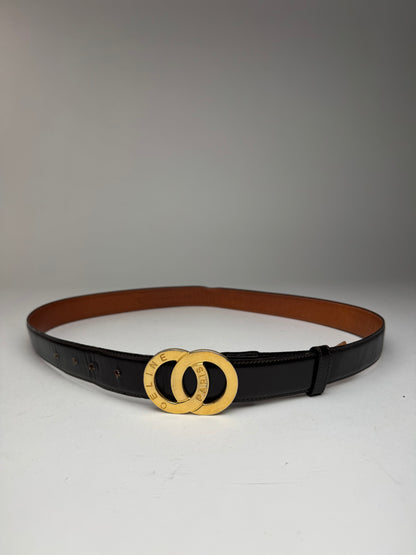 Vintage Celine Leather belt black brown