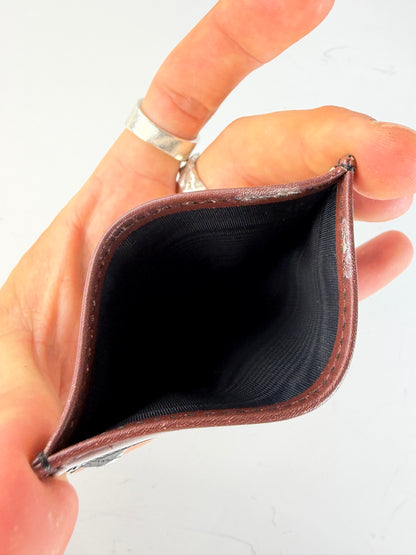 Vintage Pucci Leather Card Holder Brown White Black Silver