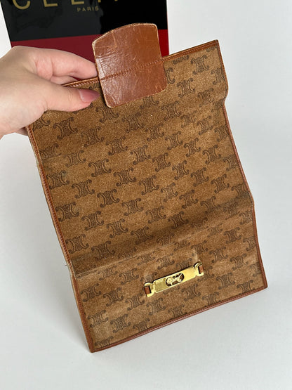 Vintage Celine Paris Suede Leather Monogram wallet brown