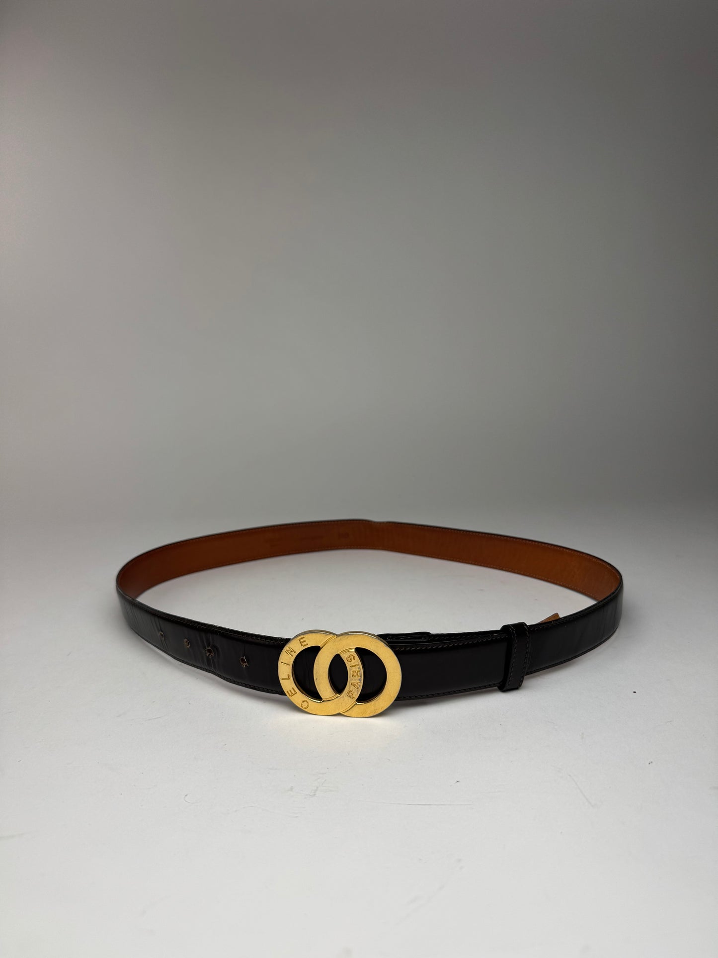 Vintage Celine Leather belt black brown