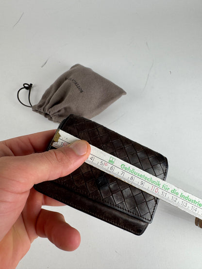 Vintage Bottega Veneta Intrecciato Leather Card Holder Brown