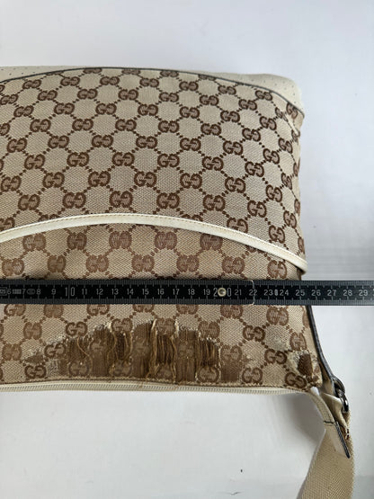 Vintage Gucci GG Monogram Canvas Crossbody Bag Early 2000s Beige Brown