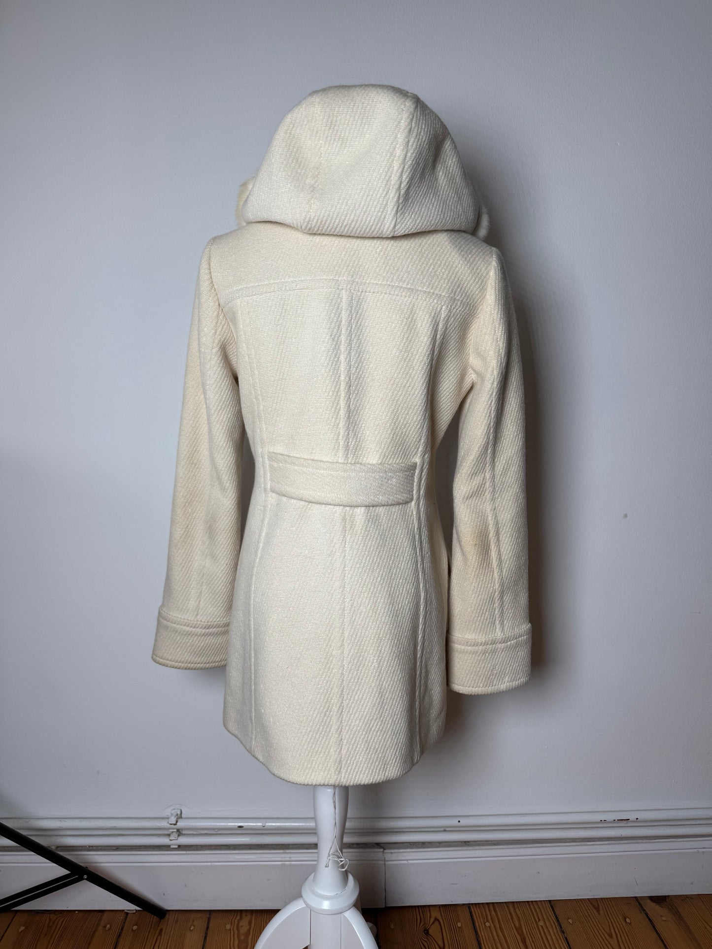 Vintage Burberry Wool Fur Coat Beige White M