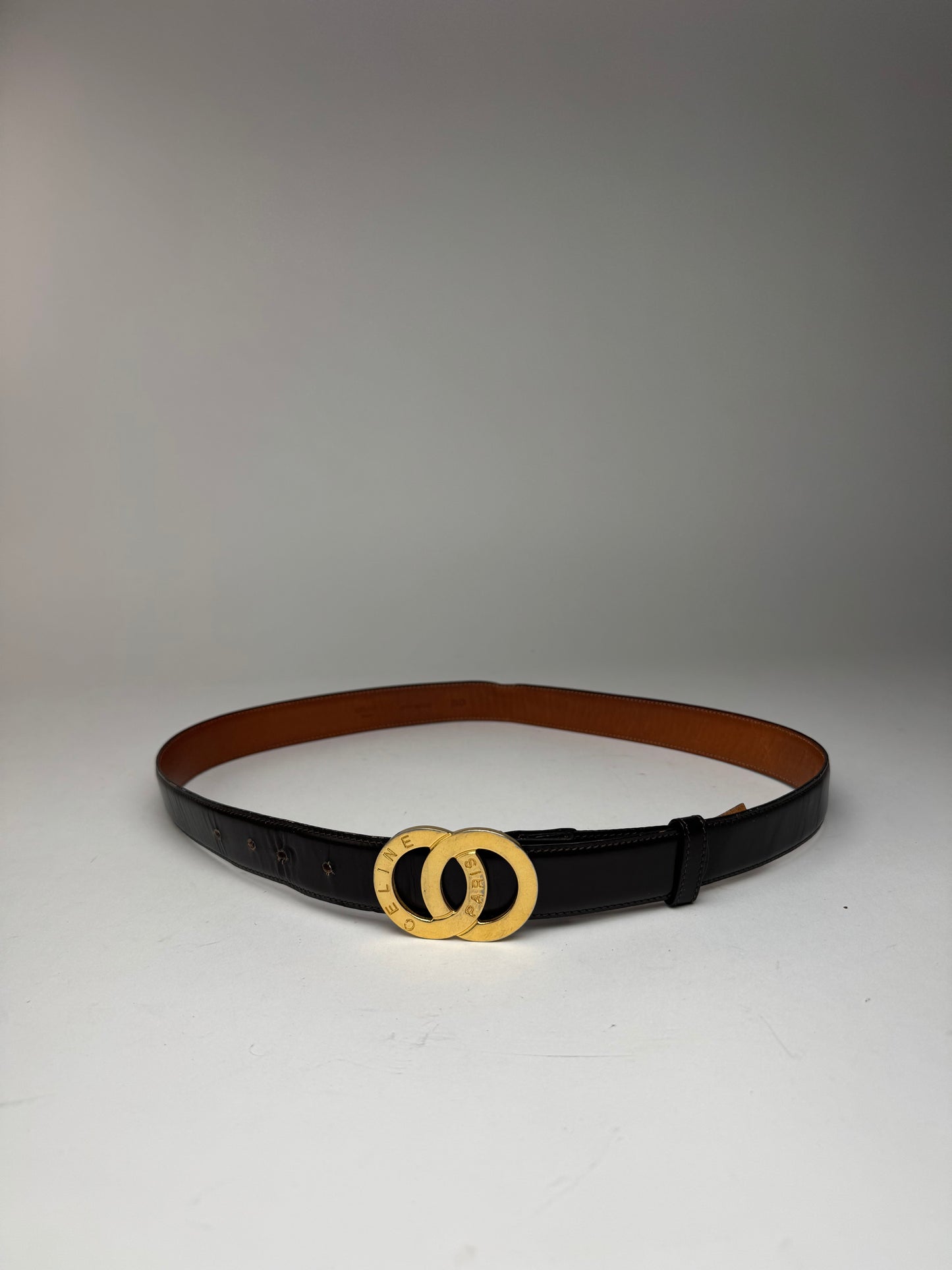 Vintage Celine Leather belt black brown