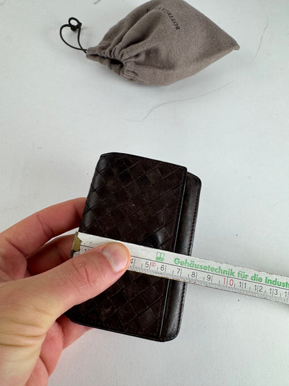 Vintage Bottega Veneta Intrecciato Leather Card Holder Brown