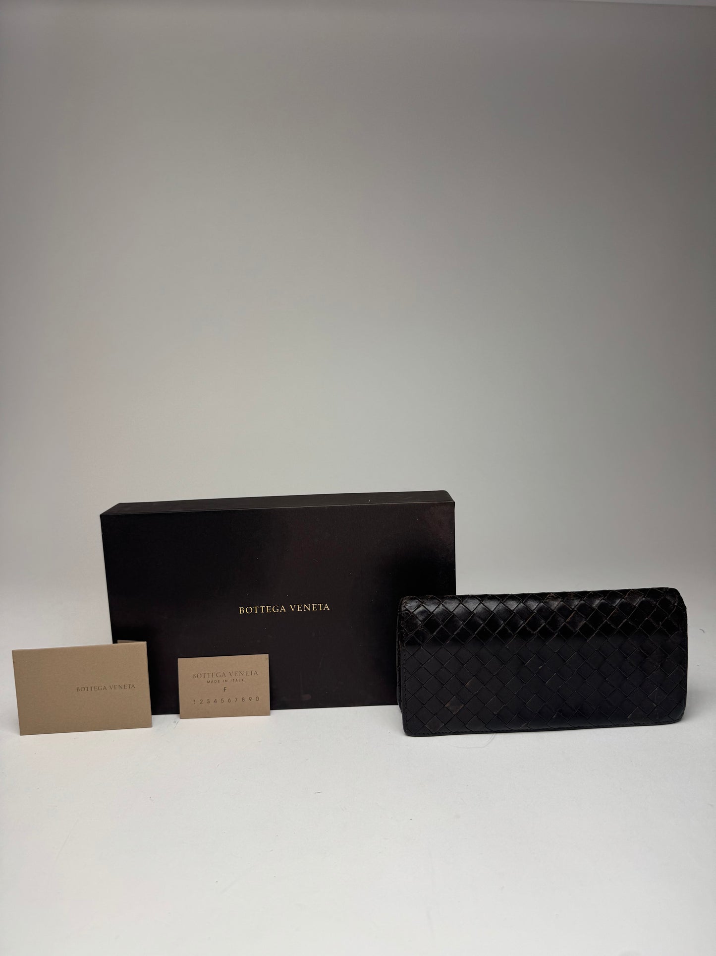 Vintage Bottega Veneta Intrecciato Leather Wallet / ID Holder Brown