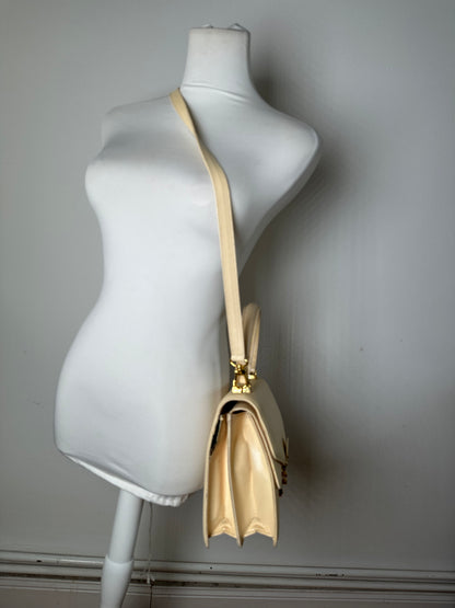 Vintage Fendi Top Handle Flap Bag Cream Ivory Calfskin Leather