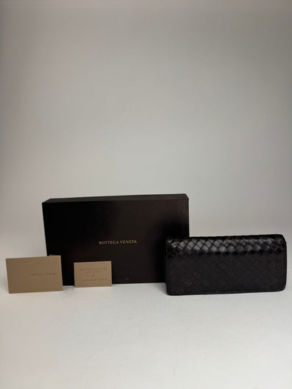 Vintage Bottega Veneta Intrecciato Leather Wallet / ID Holder Brown