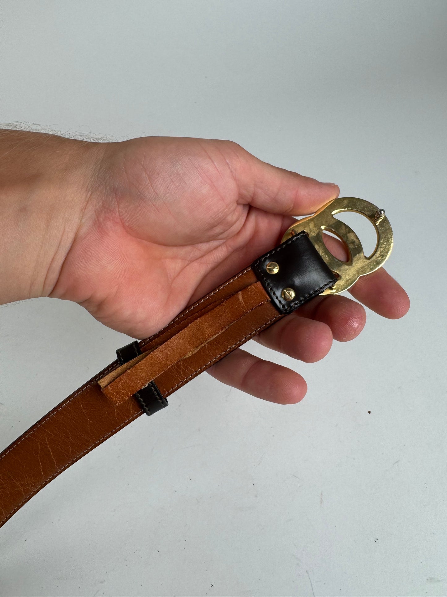 Vintage Celine Leather belt black brown