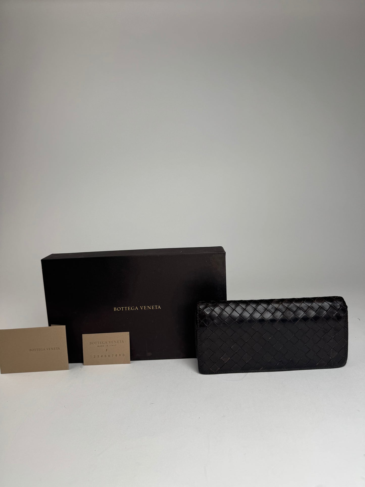 Vintage Bottega Veneta Intrecciato Leather Wallet / ID Holder Brown