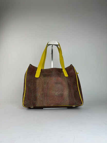 Etro Paisley Pattern Multicolor Fabric Tote Bag