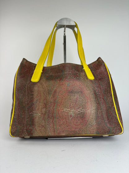 Etro Paisley Pattern Multicolor Fabric Tote Bag