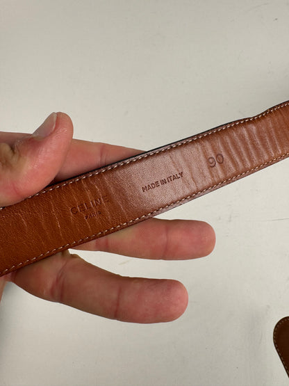 Vintage Celine Leather belt black brown