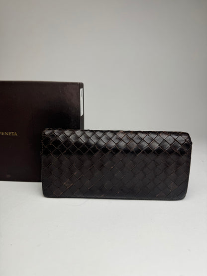 Vintage Bottega Veneta Intrecciato Leather Wallet / ID Holder Brown