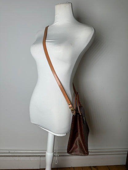Vintage Etro Paisley Print Leather Handbag Burgundy Brown