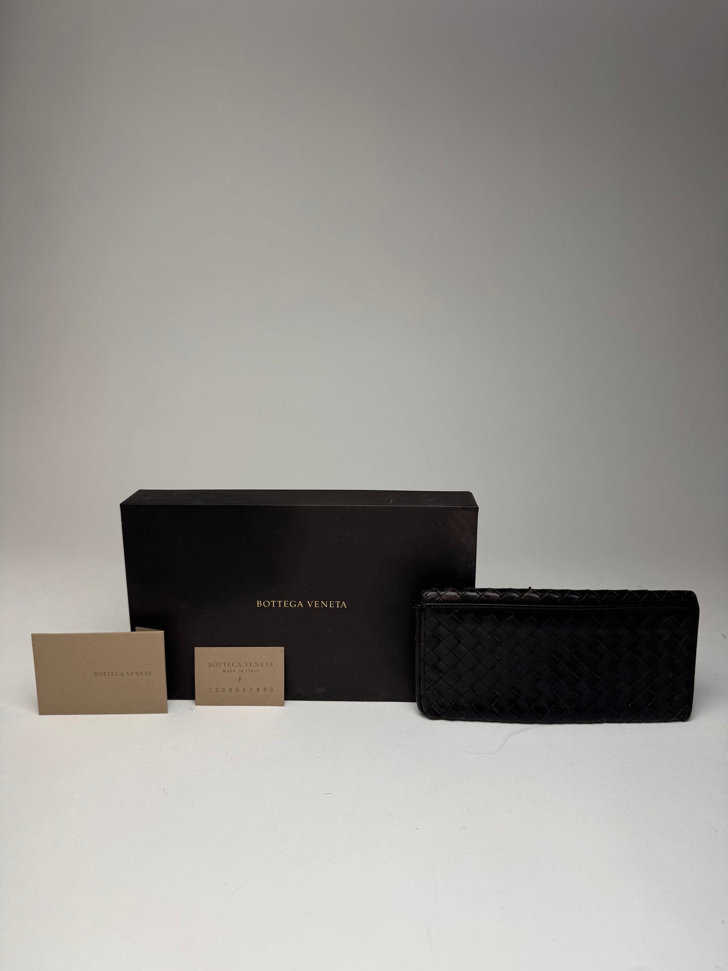 Vintage Bottega Veneta Intrecciato Leather Wallet / ID Holder Brown