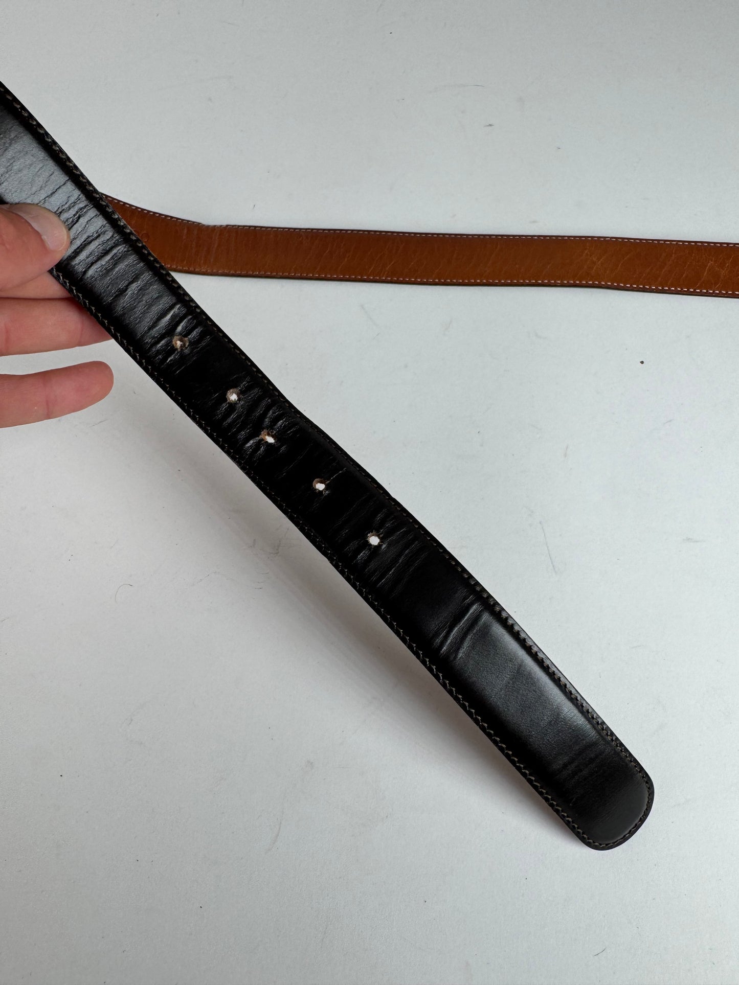 Vintage Celine Leather belt black brown