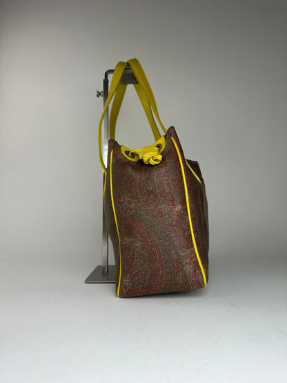 Etro Paisley Pattern Multicolor Fabric Tote Bag