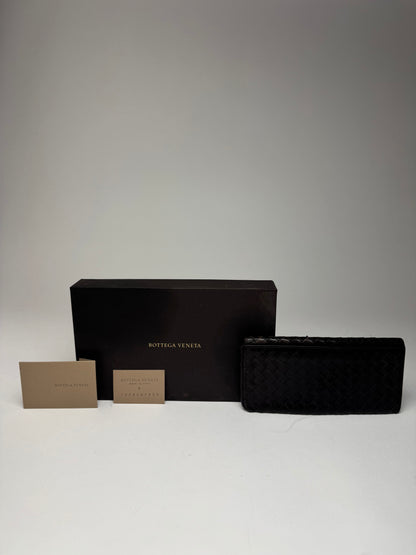 Vintage Bottega Veneta Intrecciato Leather Wallet / ID Holder Brown
