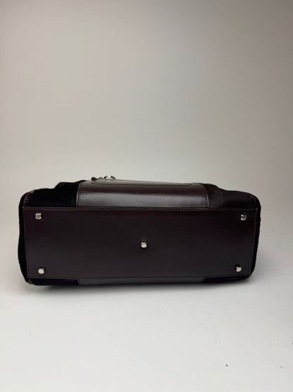 Sac vintage en cuir et fourrure marron Salvatore Ferragamo