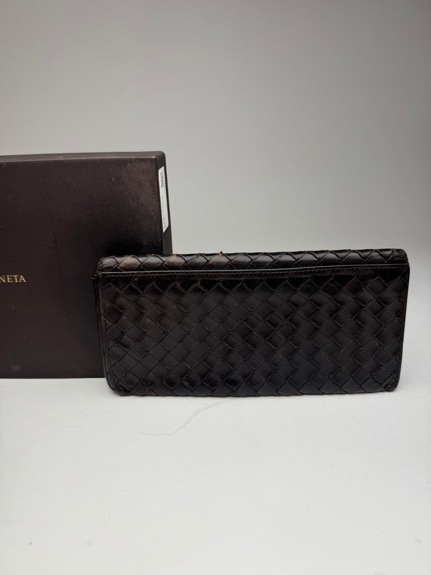 Vintage Bottega Veneta Intrecciato Leather Wallet / ID Holder Brown