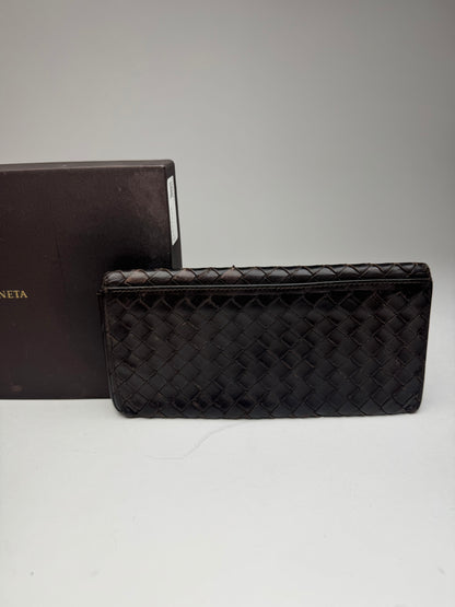 Vintage Bottega Veneta Intrecciato Leather Wallet / ID Holder Brown