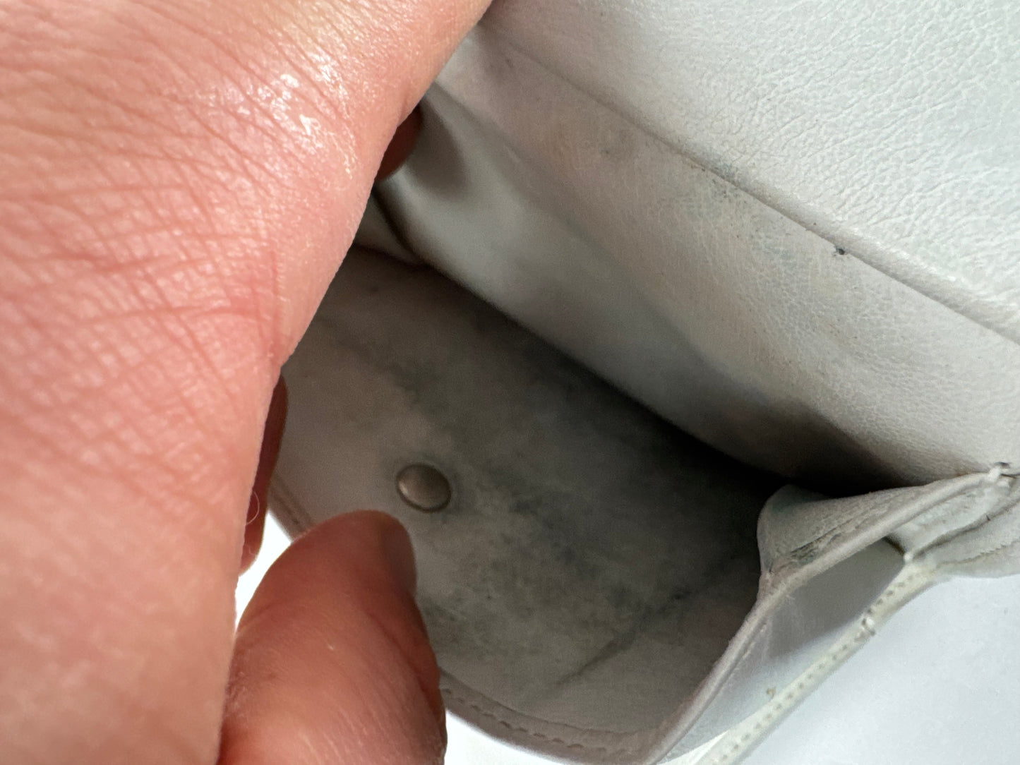 Vintage Loewe Anagram Logo Suede Leather Wallet Grey-Blue / White