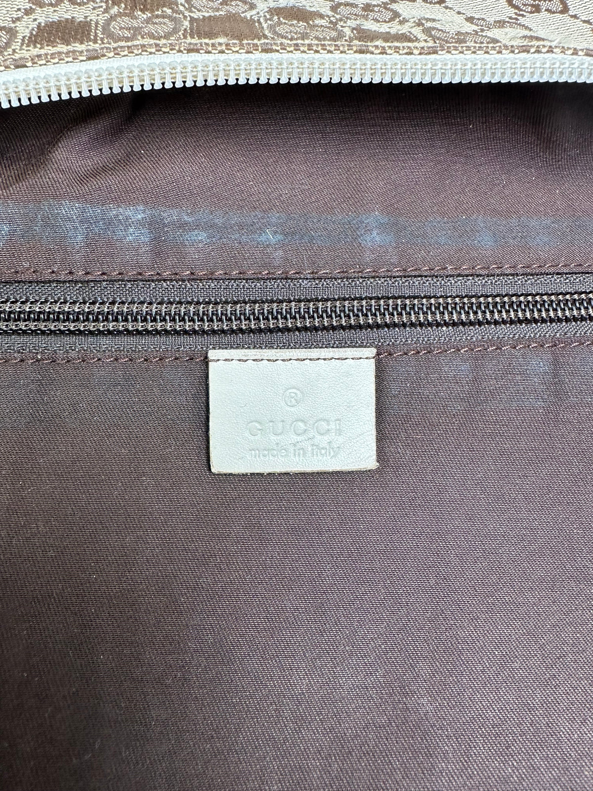 Vintage Gucci GG Monogram Canvas Crossbody Bag Early 2000s Beige Brown