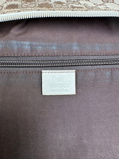Vintage Gucci GG Monogram Canvas Crossbody Bag Early 2000s Beige Brown