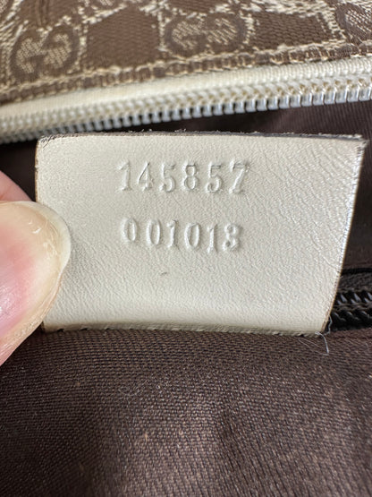 Vintage Gucci GG Monogram Canvas Crossbody Bag Early 2000s Beige Brown