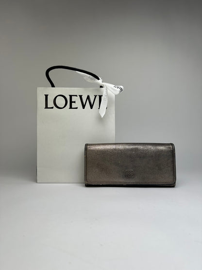 Vintage Loewe Textured Leather Bifold Wallet c. Late 2000s Bronze