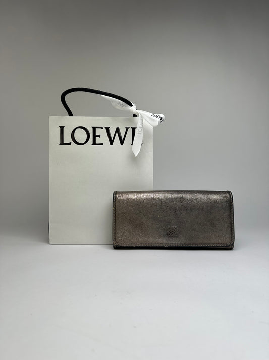 Vintage Loewe Textured Leather Bifold Wallet c. Late 2000s Bronze